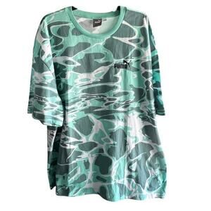PUMA Men’s Green Summer Splash Camo tee Logo Big & Tall NWOT XXL